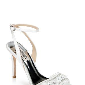 New Badgley Mischka Tazana Soft White Satin Stiletto Sandal